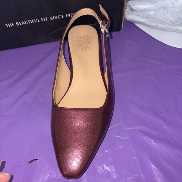 Naturalizer Womens Banks Slingback Pump Cabernet Sauvignon Red Lizard Leather 6W - Picture 3 of 8